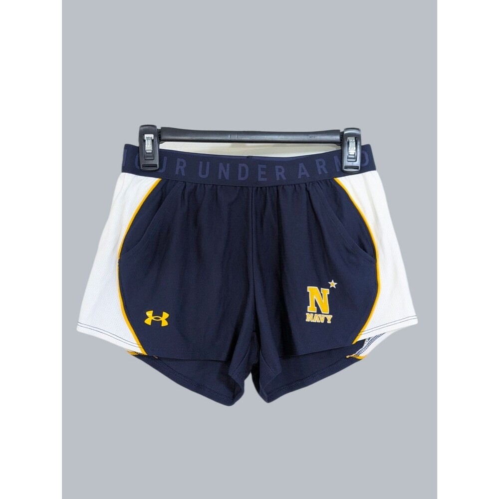 Under Armour US Navy Running Shorts - White, Blue, Gold - Size Small Womens - UA